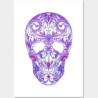 Neon sugar skull Posters and Art